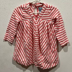 Coral and white striped dress